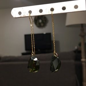 Real 14k gold plated tourmaline drop earrings